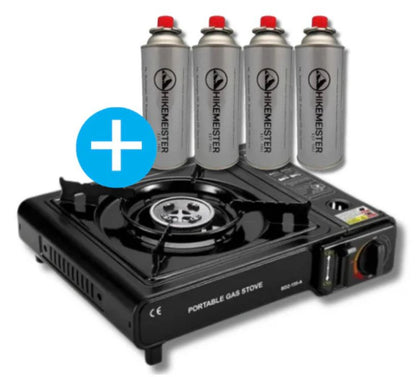 1-Pits gaskooktoestel (inclusief 4 gasflessen)